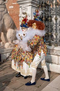 I figuranti del carnevale di Venezia davanti all'Arsenale di Venezia