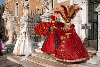 I figuranti del carnevale di Venezia davanti all'Arsenale di Venezia