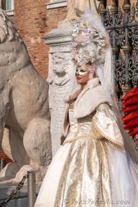 I figuranti del carnevale di Venezia davanti all'Arsenale di Venezia