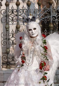 I figuranti del carnevale di Venezia davanti all'Arsenale di Venezia