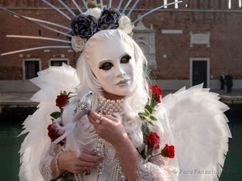 I figuranti del carnevale di Venezia davanti all'Arsenale di Venezia