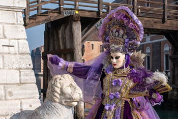 I figuranti del carnevale di Venezia davanti all'Arsenale di Venezia