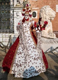 I figuranti del carnevale di Venezia davanti all'Arsenale di Venezia