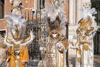 I figuranti del carnevale di Venezia davanti all'Arsenale di Venezia