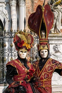 I figuranti del carnevale di Venezia davanti all'Arsenale di Venezia