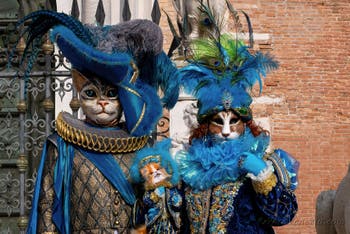 I figuranti del carnevale di Venezia davanti all'Arsenale di Venezia