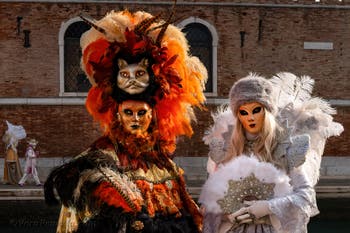 I figuranti del carnevale di Venezia davanti all'Arsenale di Venezia