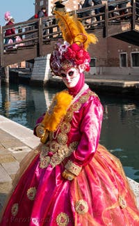 I figuranti del carnevale di Venezia davanti all'Arsenale di Venezia