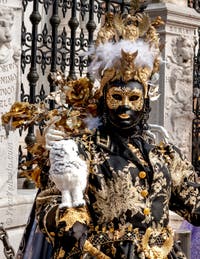 Costumi del Carnevale di Venezia davanti all'Arsenale.