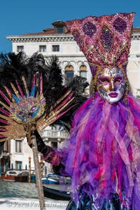 Costumi del Carnevale di Venezia davanti alla Madonna della Salute.