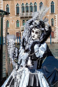 Costumi del Carnevale di Venezia davanti alla Madonna della Salute.