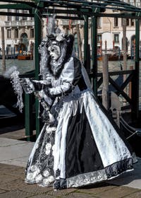 Costumi del Carnevale di Venezia davanti alla Madonna della Salute.