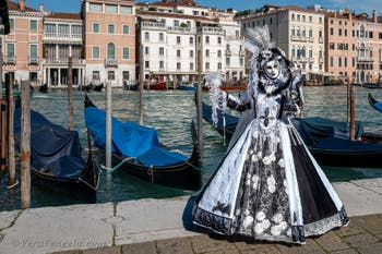 Costumi del Carnevale di Venezia davanti alla Madonna della Salute.