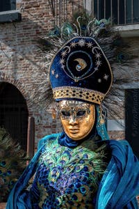 Costumi del Carnevale di Venezia davanti alla Madonna della Salute.