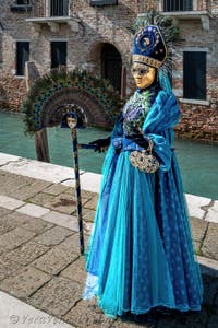 Costumi del Carnevale di Venezia davanti alla Madonna della Salute.