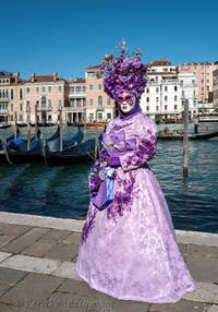 Costumi del Carnevale di Venezia davanti alla Madonna della Salute.