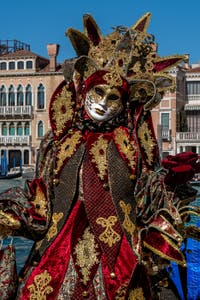 Costumi del Carnevale di Venezia davanti alla Madonna della Salute.