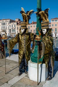 Costumi del Carnevale di Venezia davanti alla Madonna della Salute.