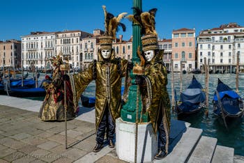 Costumi del Carnevale di Venezia davanti alla Madonna della Salute.