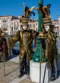 Costumi del Carnevale di Venezia davanti alla Madonna della Salute.