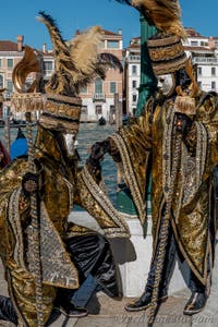 Costumi del Carnevale di Venezia davanti alla Madonna della Salute.