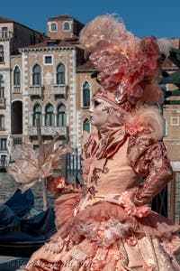 Costumi del Carnevale di Venezia davanti alla Madonna della Salute.