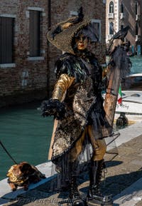 Costumi del Carnevale di Venezia davanti alla Madonna della Salute.