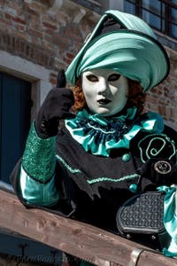 Costumi del Carnevale di Venezia davanti alla Madonna della Salute.