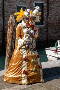 Costumi del Carnevale di Venezia davanti alla Madonna della Salute.