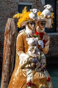 Costumi del Carnevale di Venezia davanti alla Madonna della Salute.