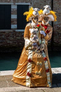 Costumi del Carnevale di Venezia davanti alla Madonna della Salute.