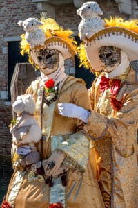 Costumi del Carnevale di Venezia davanti alla Madonna della Salute.