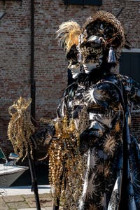 Costumi del Carnevale di Venezia davanti alla Madonna della Salute.