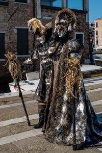 Costumi del Carnevale di Venezia davanti alla Madonna della Salute.