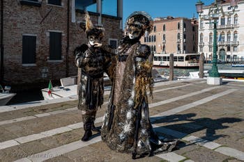 Costumi del Carnevale di Venezia davanti alla Madonna della Salute.