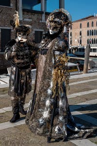 Costumi del Carnevale di Venezia davanti alla Madonna della Salute.