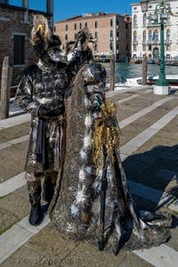 Costumi del Carnevale di Venezia davanti alla Madonna della Salute.