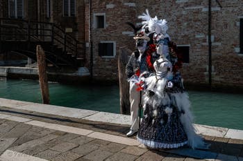 Costumi del Carnevale di Venezia davanti alla Madonna della Salute.