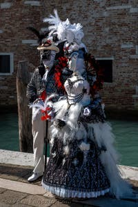 Costumi del Carnevale di Venezia davanti alla Madonna della Salute.