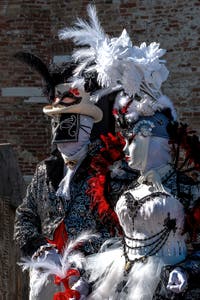 Costumi del Carnevale di Venezia davanti alla Madonna della Salute.