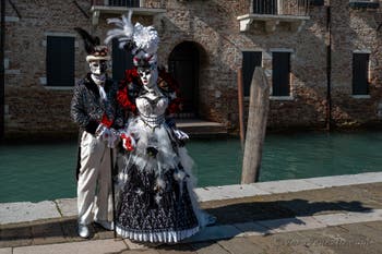 Costumi del Carnevale di Venezia davanti alla Madonna della Salute.