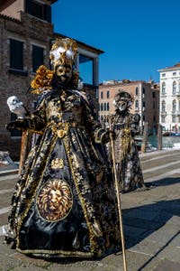 Costumi del Carnevale di Venezia davanti alla Madonna della Salute.