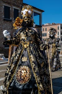 Costumi del Carnevale di Venezia davanti alla Madonna della Salute.