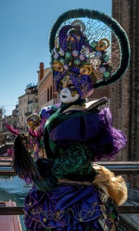 Costumi del Carnevale di Venezia davanti alla Madonna della Salute.