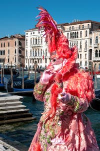 Costumi del Carnevale di Venezia davanti alla Madonna della Salute.