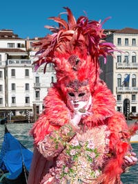 Costumi del Carnevale di Venezia davanti alla Madonna della Salute.