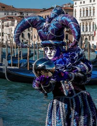 Costumi del Carnevale di Venezia davanti alla Madonna della Salute.