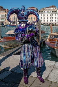 Costumi del Carnevale di Venezia davanti alla Madonna della Salute.