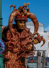 Costumi del Carnevale di Venezia davanti alla Madonna della Salute.