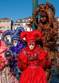 Costumi del Carnevale di Venezia davanti alla Madonna della Salute.